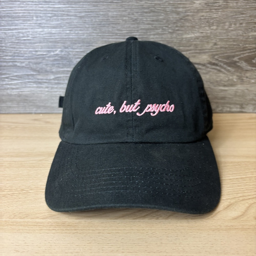 David and Young Cute But Psycho Hat Cap Strap Back Embroidered Slogan Womens OS